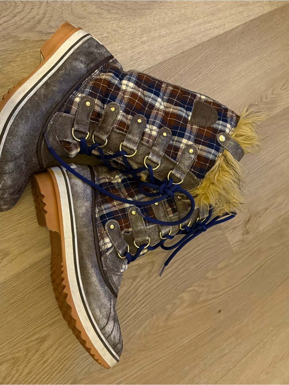 SOREL Tofino Women’s Waterproof Tall Plaid Boots Winter Faux Fur Lace Up Size 10 - Picture 8 of 8